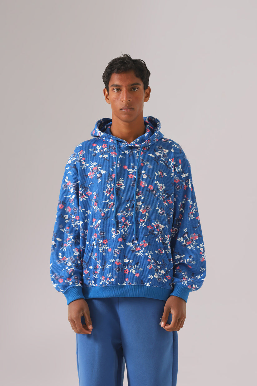WAFFLE FLORAL OVERSIZED HOODIE