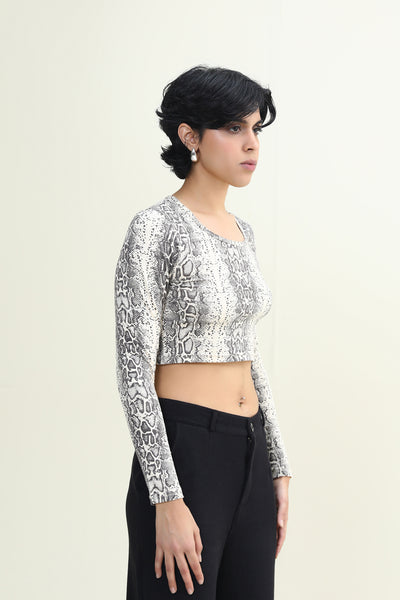 ROUND NECK TOP SNAKE PRINT