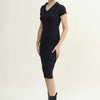 RIBBED V NECK DRESS