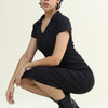 RIBBED V NECK DRESS