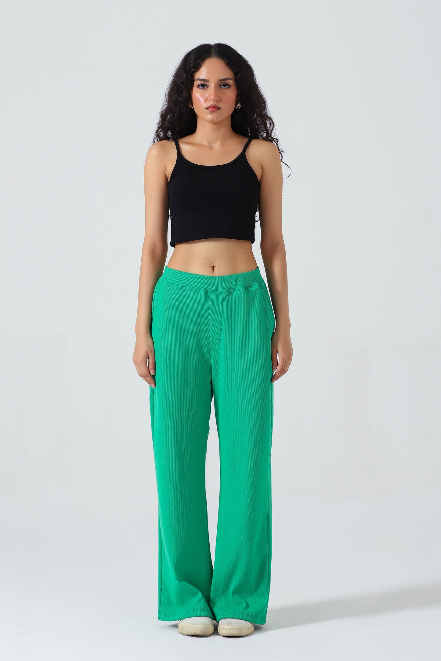 RIB WIDE LEG TROUSER