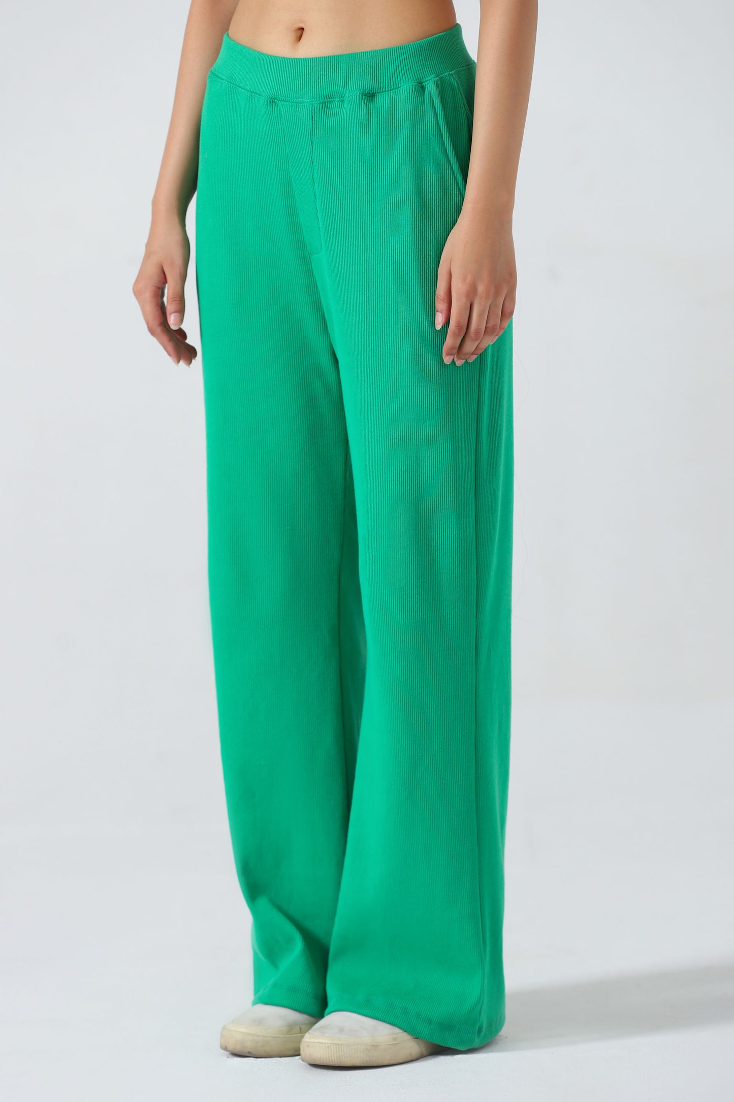 RIB WIDE LEG TROUSER