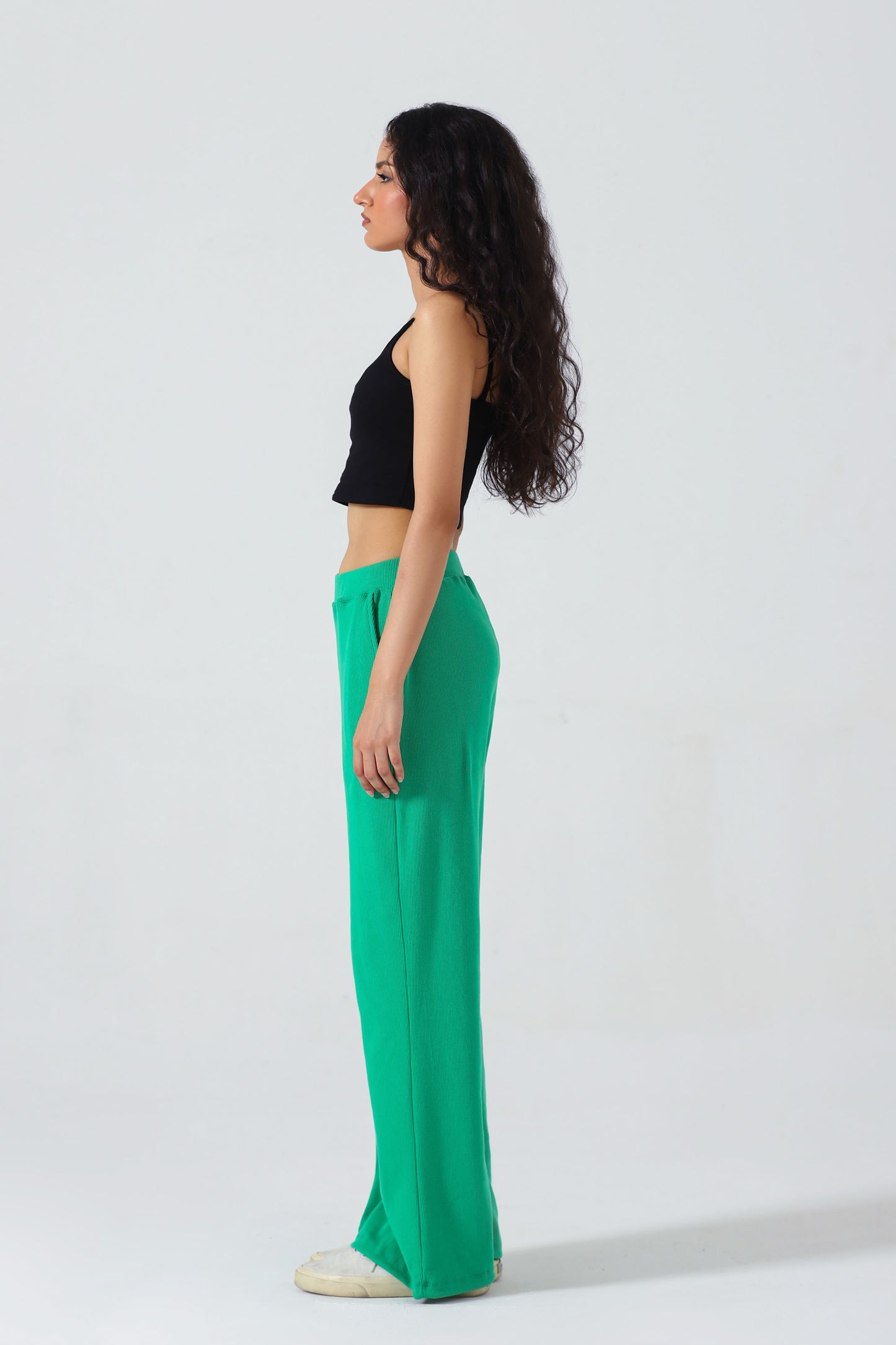 RIB WIDE LEG TROUSER