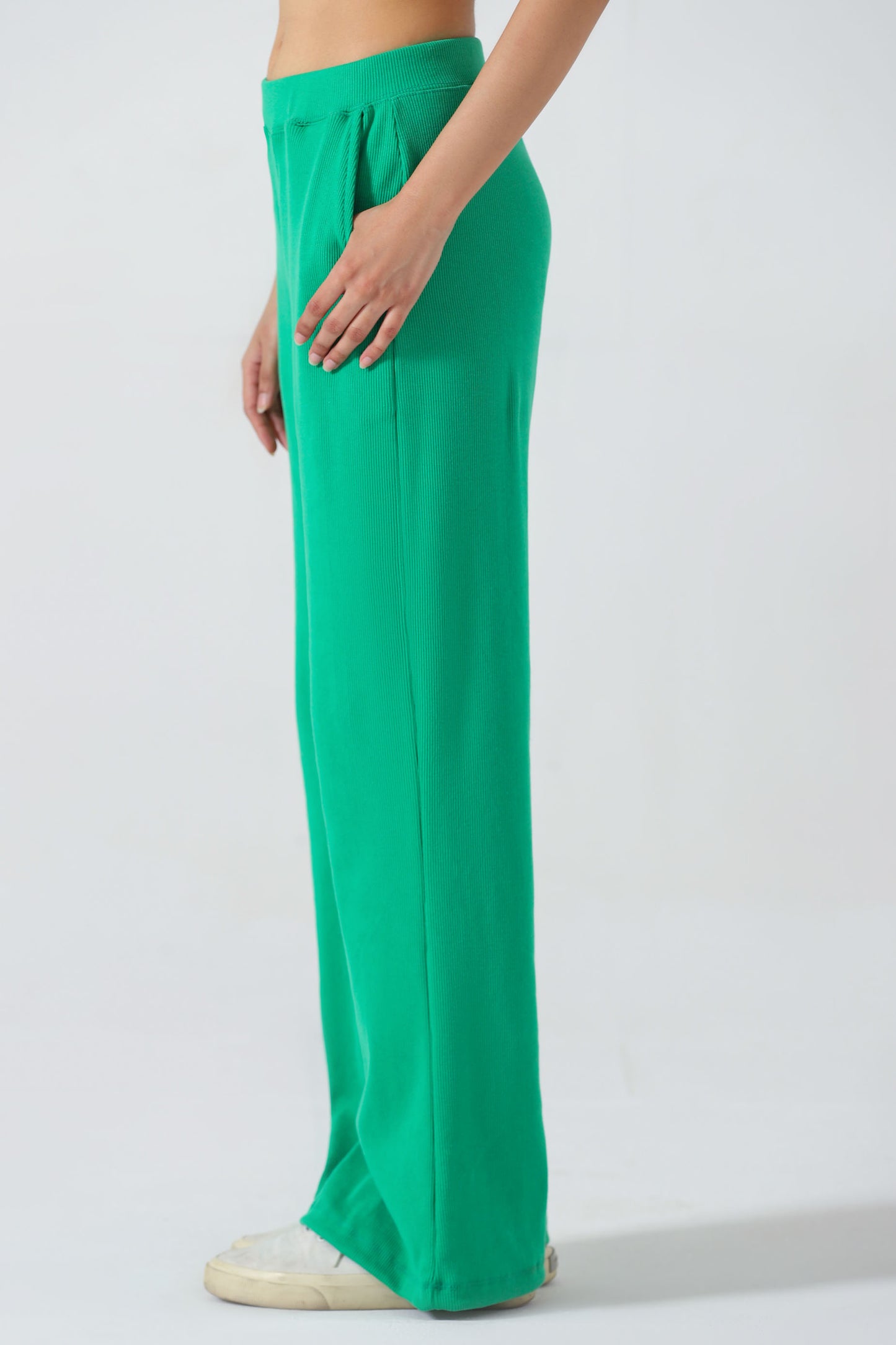 RIB WIDE LEG TROUSER