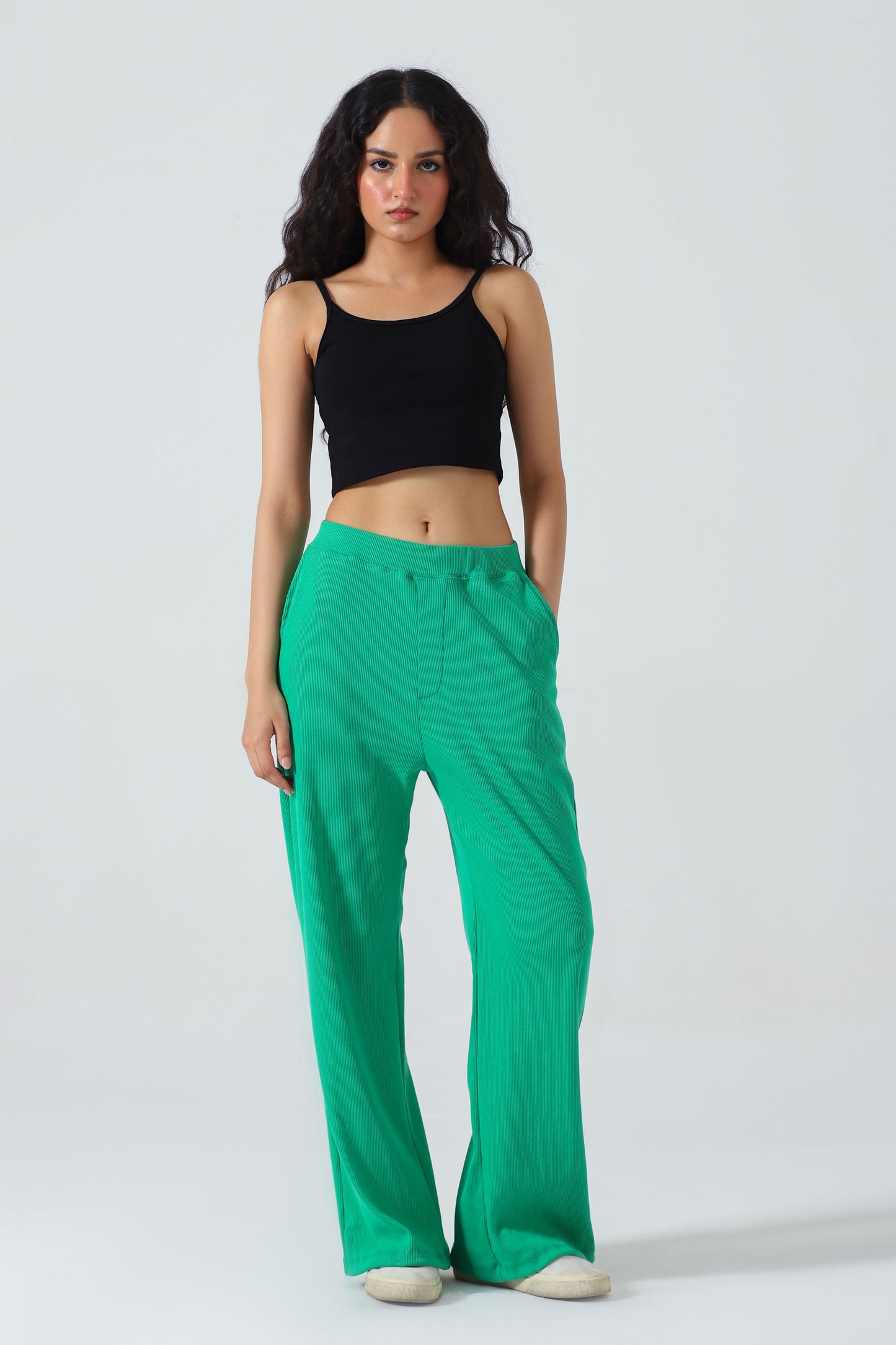 RIB WIDE LEG TROUSER