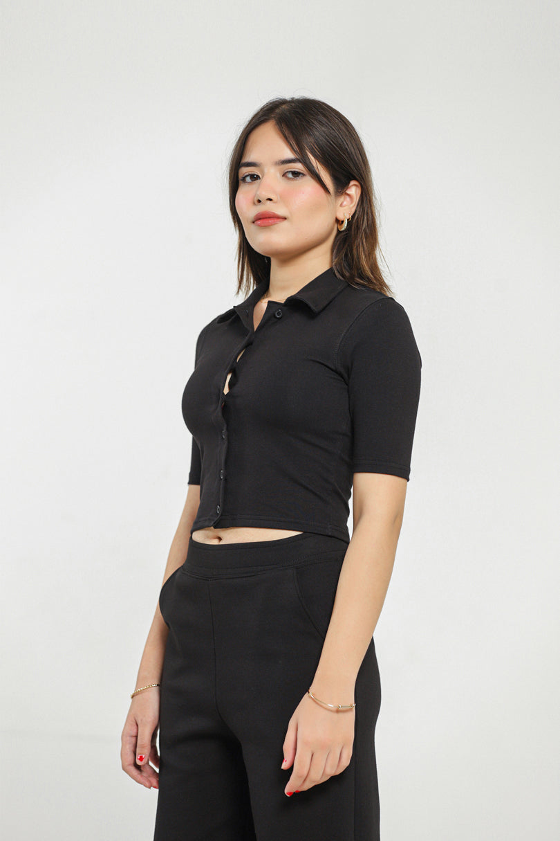 CROP BUTTON UP SHIRT