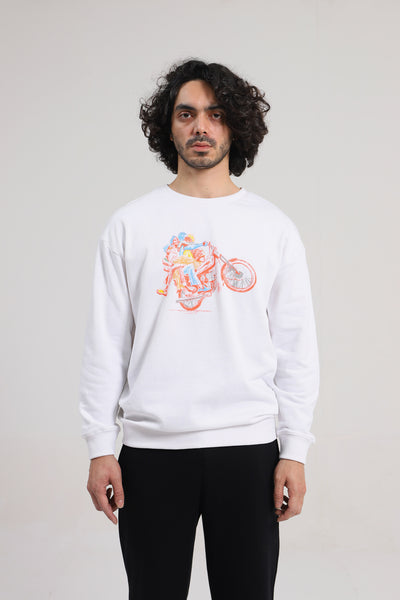 OVERSIZED BIKE PRINT SWEATSHIRT