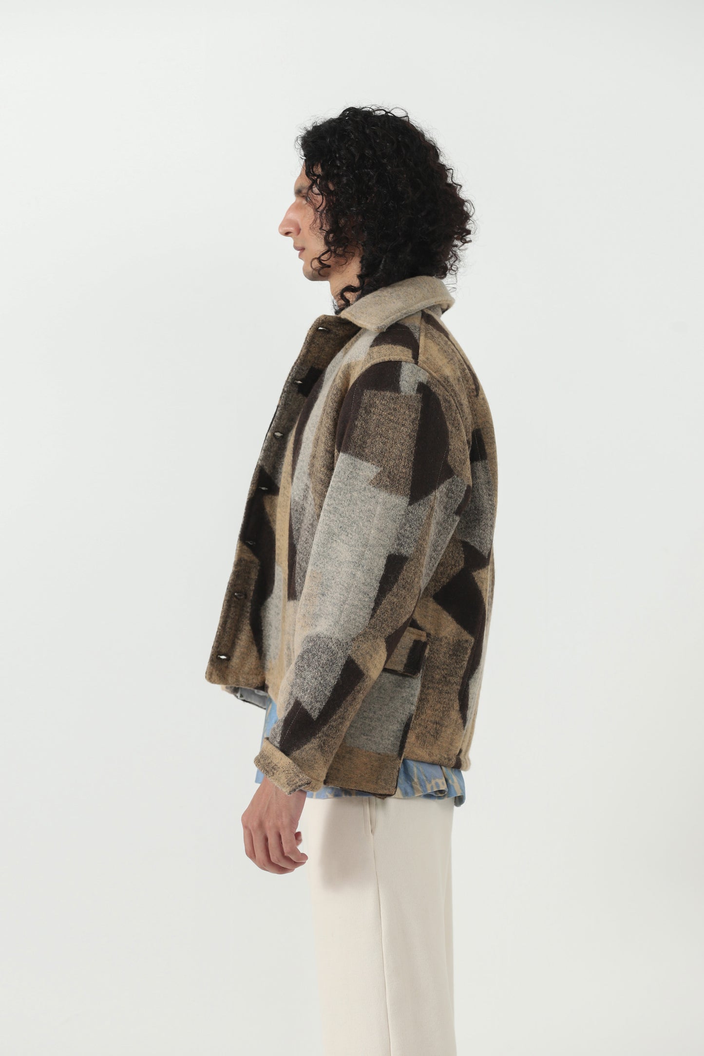 ABSTRACT WOOLLEN BOXY JACKET